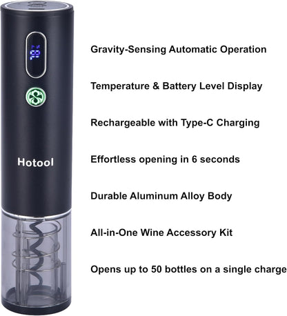 Electric Wine Opener Set with Base – Rechargeable Wine Bottle Opener with Foil Cutter, Wine Aerator and Wine Stoppers – Wine Accessories Gift for Wine Lovers