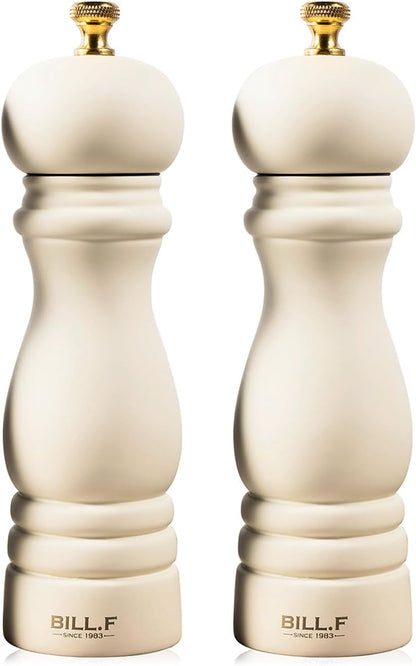 BILL.F Salt and Pepper Grinder Wooden Pepper Mill Grinder Salt Pepper Shakers Set of 2 with Adjustable Ceramic Rotor- 7 Inch