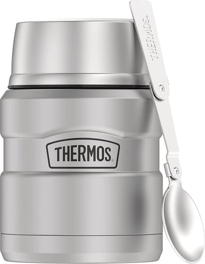 Stainless King Vacuum-Insulated Food Jar with Spoon, 16 Ounce, Matte Stainless Steel