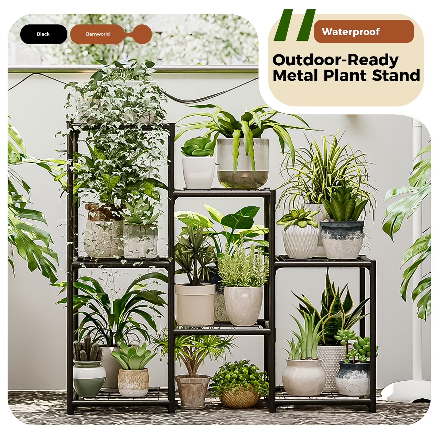Plant Stand Black Plant Shelf Indoor Plant Table for Multiple Plants 3 Tiers 7 Pots Ladder Plant Holder Table Plant Pot Stand for Window Garden Balcony Living Room