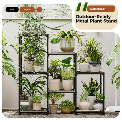 Plant Stand Black Plant Shelf Indoor Plant Table for Multiple Plants 3 Tiers 7 Pots Ladder Plant Holder Table Plant Pot Stand for Window Garden Balcony Living Room