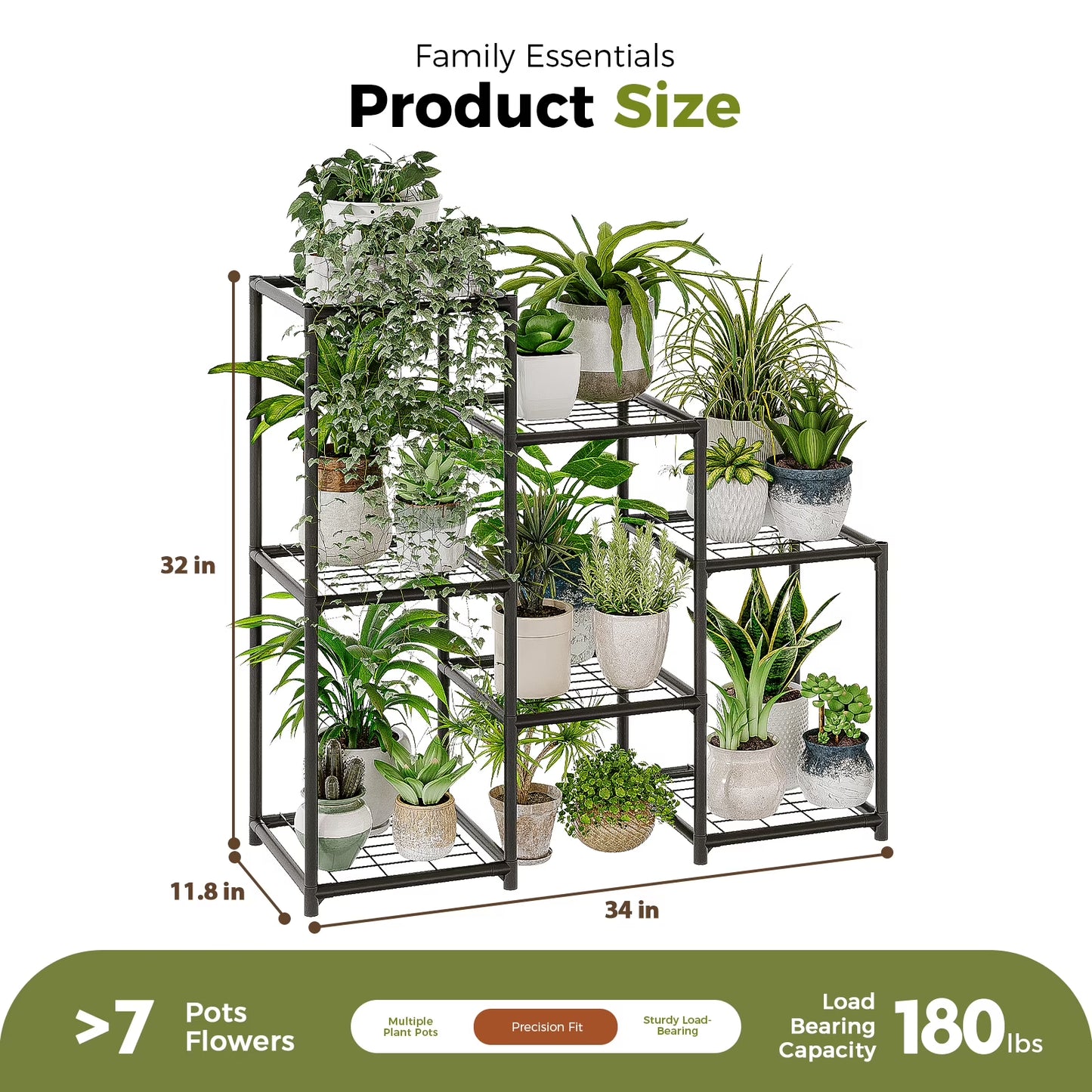 Plant Stand Black Plant Shelf Indoor Plant Table for Multiple Plants 3 Tiers 7 Pots Ladder Plant Holder Table Plant Pot Stand for Window Garden Balcony Living Room