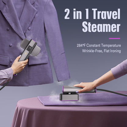 Effortless Wrinkle Removal: LOHEER Portable 2-in-1 Travel Steamer & Iron with Adjustable Steam Levels