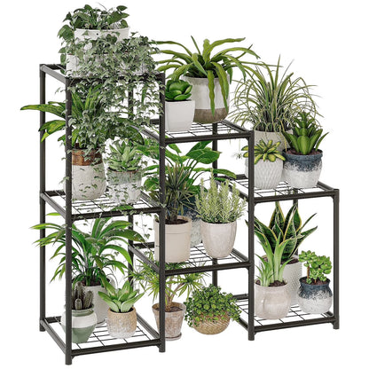 Plant Stand Black Plant Shelf Indoor Plant Table for Multiple Plants 3 Tiers 7 Pots Ladder Plant Holder Table Plant Pot Stand for Window Garden Balcony Living Room