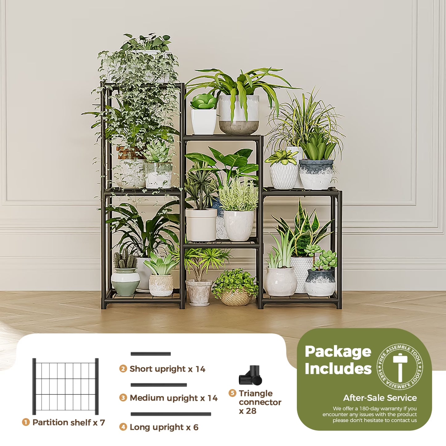 Plant Stand Black Plant Shelf Indoor Plant Table for Multiple Plants 3 Tiers 7 Pots Ladder Plant Holder Table Plant Pot Stand for Window Garden Balcony Living Room