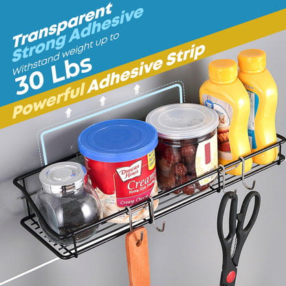 Elevate Your Bathroom Organization with Our Rustproof Adhesive Shower Caddy 2-Pack – Stylish Black Shelf Organizer with Hooks!