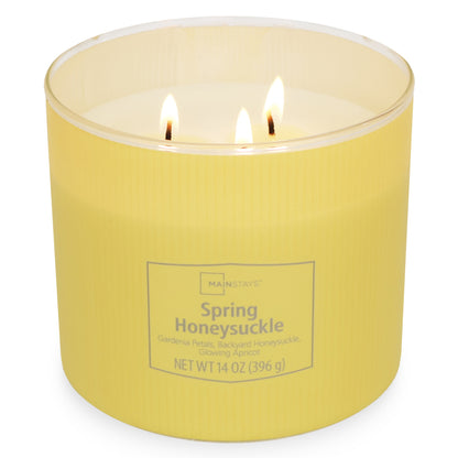 3-Wick Textured Wrapped Candle, Spring Honeysuckle Fragrance, 14 Oz