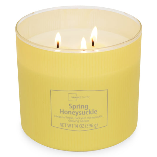 3-Wick Textured Wrapped Candle, Spring Honeysuckle Fragrance, 14 Oz