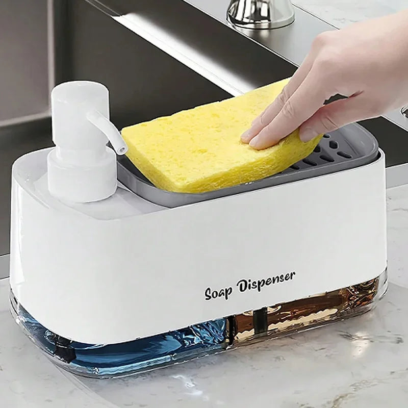 Elevate Your Cleaning Routine with Our Dual Soap Dispenser and Sponge Holder - Perfect for Kitchen and Bathroom!