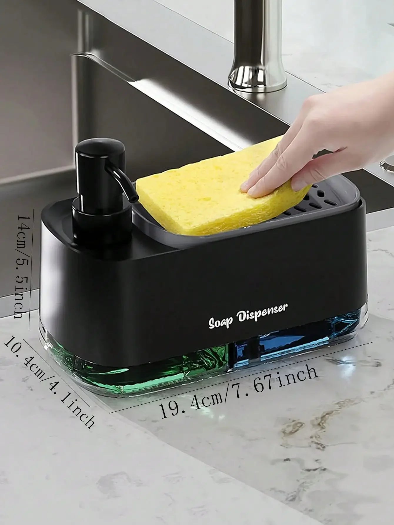 Elevate Your Cleaning Routine with Our Dual Soap Dispenser and Sponge Holder - Perfect for Kitchen and Bathroom!