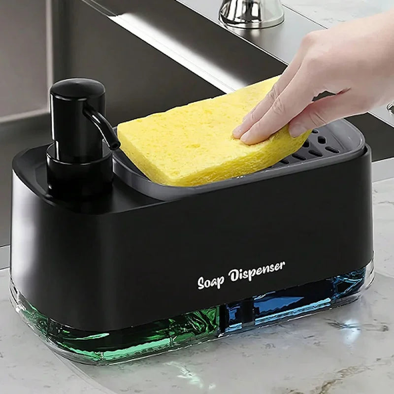 Elevate Your Cleaning Routine with Our Dual Soap Dispenser and Sponge Holder - Perfect for Kitchen and Bathroom!