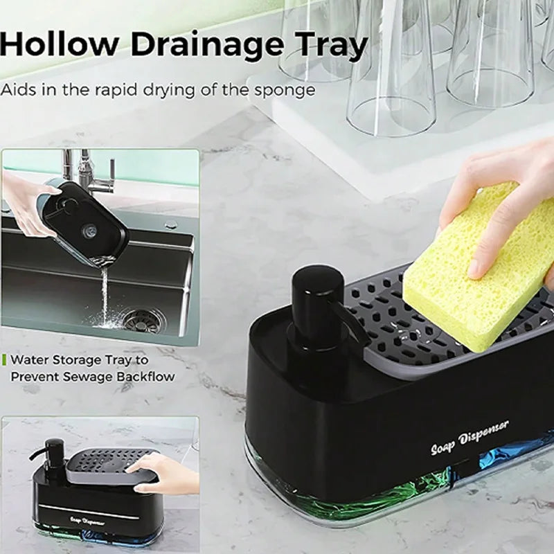 Elevate Your Cleaning Routine with Our Dual Soap Dispenser and Sponge Holder - Perfect for Kitchen and Bathroom!