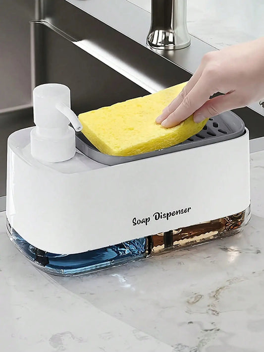 Elevate Your Cleaning Routine with Our Dual Soap Dispenser and Sponge Holder - Perfect for Kitchen and Bathroom!