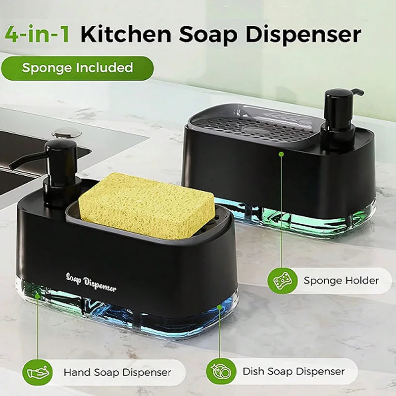 Elevate Your Cleaning Routine with Our Dual Soap Dispenser and Sponge Holder - Perfect for Kitchen and Bathroom!