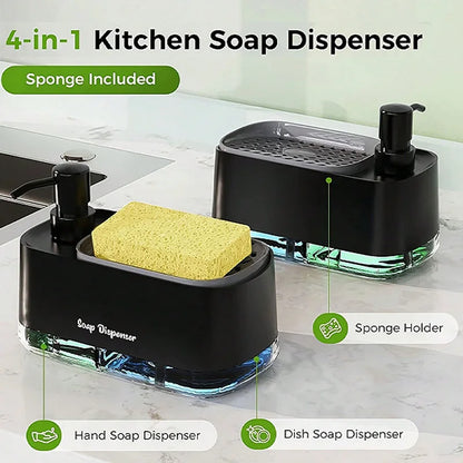 Elevate Your Cleaning Routine with Our Dual Soap Dispenser and Sponge Holder - Perfect for Kitchen and Bathroom!
