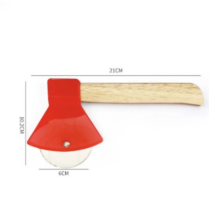 Bamboo-Handled Pizza Axe – Sharp Rotating Blade for Effortless Slicing