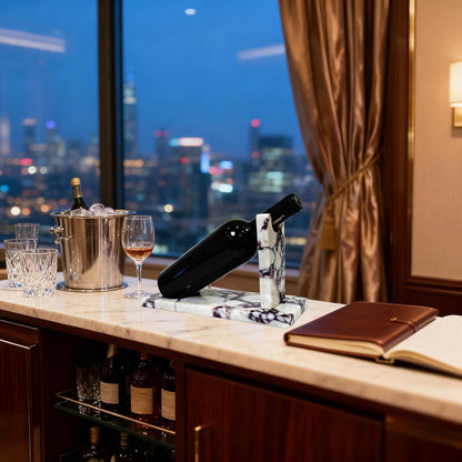 Creative Modern Marble Wine Holder Stand, Single Bottle Wine Rack Storage, Elegant Home Decor, Stylish Tabletop Display for Wine Enthusiast