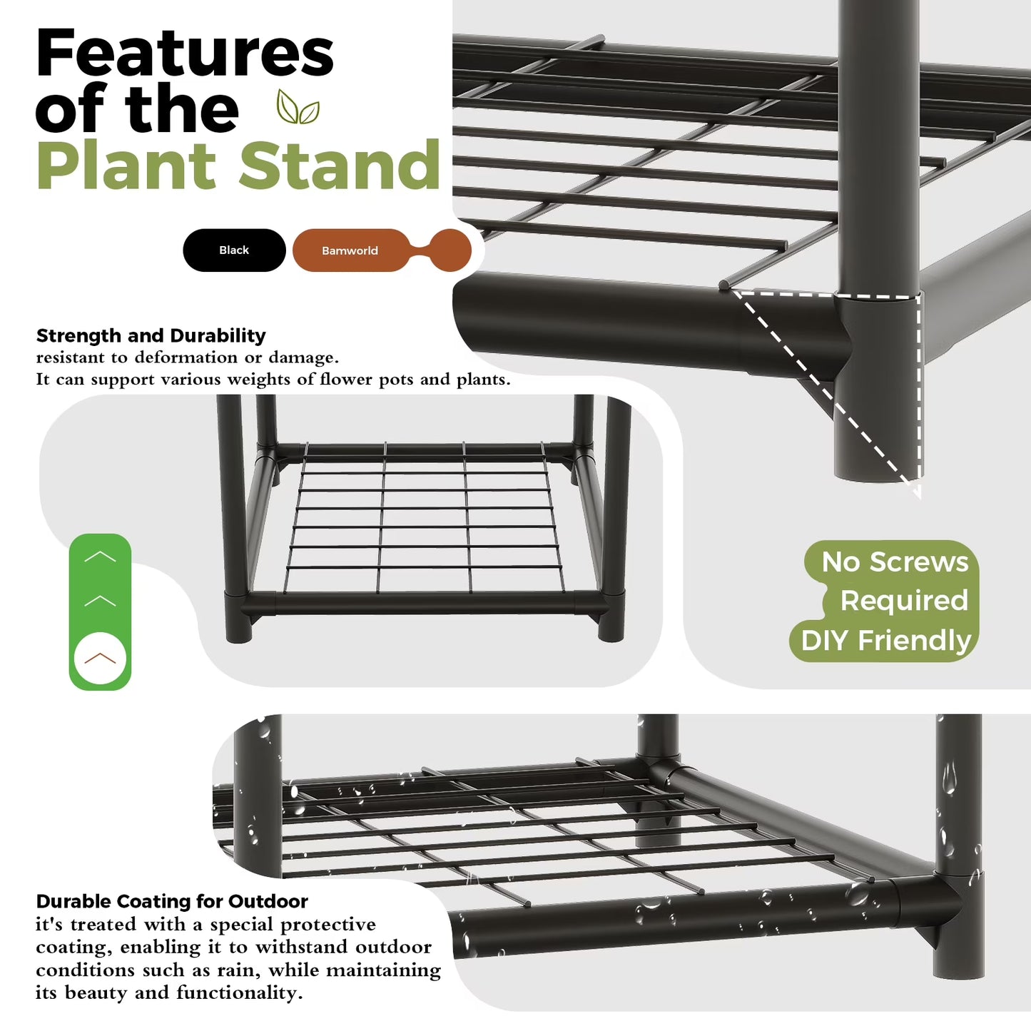 Plant Stand Black Plant Shelf Indoor Plant Table for Multiple Plants 3 Tiers 7 Pots Ladder Plant Holder Table Plant Pot Stand for Window Garden Balcony Living Room